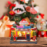 Maxbell Christmas Village House Statue LED Lighted Fast Food Figurine for Countertop Ice Cream Shape