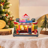 Maxbell Christmas Village House Statue LED Lighted Fast Food Figurine for Countertop Ice Cream Shape