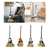 Maxbell Witch Broom with Light Spooky Halloween Decor for Club Carnivals Fancy Dress black white