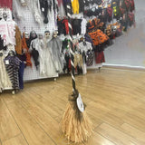 Maxbell Witch Broom with Light Spooky Halloween Decor for Club Carnivals Fancy Dress black white