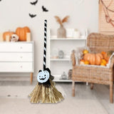 Maxbell Witch Broom with Light Spooky Halloween Decor for Club Carnivals Fancy Dress black white