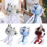 Maxbell Bridal Bouquet Ornament Bride Flower for Valentine's Day Ceremony Decoration White