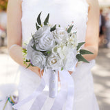 Maxbell Bridal Bouquet Ornament Bride Flower for Valentine's Day Ceremony Decoration White