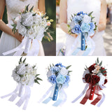 Maxbell Bridal Bouquet Ornament Bride Flower for Valentine's Day Ceremony Decoration White