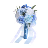 Maxbell Bridal Bouquet Ornament Bride Flower for Valentine's Day Ceremony Decoration Light Blue