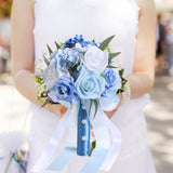 Maxbell Bridal Bouquet Ornament Bride Flower for Valentine's Day Ceremony Decoration Light Blue