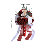 Maxbell Bridal Bouquet Ornament Bride Flower for Valentine's Day Ceremony Decoration Dark Red