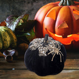 Maxbell Artificial Pumpkin Gift Soft Crafts Ornaments for Kitchen Thanksgiving Party Black