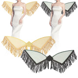 Maxbell Sequin Tassel Wing Fringed Fairy Wing for Festival Masquerade Party Supplies Gold