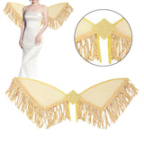 Maxbell Sequin Tassel Wing Fringed Fairy Wing for Festival Masquerade Party Supplies Gold
