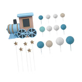 Maxbell 18 Pieces Train Cake Topper Creative for Baby Shower Boys Girls Celebrations