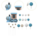 Maxbell 18 Pieces Train Cake Topper Creative for Baby Shower Boys Girls Celebrations