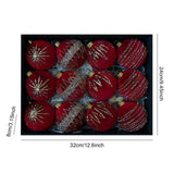 12 Pieces Christmas Tree Decorations Velvet 8cm for Door Yard Wreath Garland Red