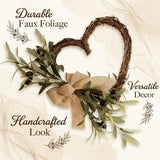 Spring Door Wreath Ready to Hang Artificial Olive Wreath Rustic Charm Olive Branch Heart Decoration for Homeowners, Couples, Easter, Entryway, Wedding
