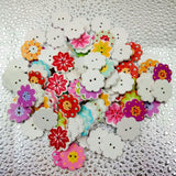Maxbell 150Pcs Daisy Flower Wooden 2-holes Buttons for Crafts Scrapbooking 20mm 25mm