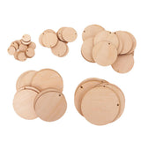 Maxbell 150 Pieces Round Unfinished Wood Pieces with Hole for DIY Crafts 50mm 30mm