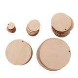 Maxbell 150 Pieces Round Unfinished Wood Pieces with Hole for DIY Crafts 50mm 30mm