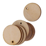 Maxbell 150 Pieces Round Unfinished Wood Pieces with Hole for DIY Crafts 50mm 30mm