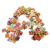 Maxbell 200 Pieces Printed Flower Shape 2 Holes Wooden Sewing Buttons for Clothing
