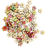 Maxbell 200 Pieces Printed Flower Shape 2 Holes Wooden Sewing Buttons for Clothing