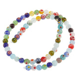 Wholesale Mix Colors Millefiori Flower Lampwork Glass Round Beads Loose Spacer Beads DIY Accessories 6mm