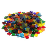 250 Pieces Square Shape Mixed Color Clear Glass Mosaic Tiles Tessera for Mosaic Making Crafts Supplies 10x10mm