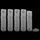 Maxbell 200pcs Clear Round Plastic Coin Capsules Container Storage Holder Case 28mm