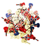 Maxbell 100 Pieces Mixed Wood Guitar Button Vintage 2 Hole Painting for Sewing