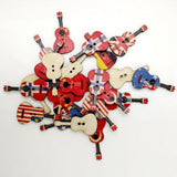 Maxbell 100 Pieces Mixed Wood Guitar Button Vintage 2 Hole Painting for Sewing - Aladdin Shoppers