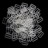 Maxbell 200Pcs Plastic Bra Lingerie Strap Clips Hook Slider Buckle 15mm Clear Black