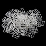 Maxbell 200Pcs Plastic Bra Lingerie Strap Clips Hook Slider Buckle 15mm Clear Black