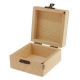 Maxbell 3pcs Square Shape Unfinished Wooden Jewelry Gift Box for Kids DIY Craft Toys