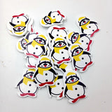 20 Pieces Cartoon Penguin Shape Wooden Pieces for Craft Scrapbook Card Making