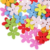 Maxbell 150Pcs Daisy Flower Wooden 2-holes Buttons for Crafts Scrapbooking 15mm 25mm