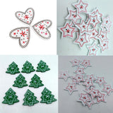 Maxbell 50pcs Wooden Printed Snowflake Christmas Buttons for Clothing Embellishments