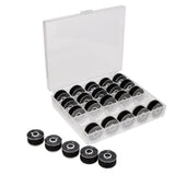 Maxbell 50Pcs Black & White Bobbins and Sewing Thread with Case for Brother Singer