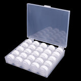 Maxbell 50Pcs Black & White Bobbins and Sewing Thread with Case for Brother Singer