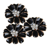 Maxbell 10pcs Metal Flower Rhinestone Buttons Flatback Embellishment Decor Black - Aladdin Shoppers