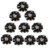 Maxbell 10pcs Metal Flower Rhinestone Buttons Flatback Embellishment Decor Black - Aladdin Shoppers