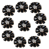 Maxbell 10pcs Metal Flower Rhinestone Buttons Flatback Embellishment Decor Black - Aladdin Shoppers