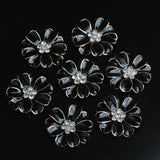 Maxbell 10pcs Metal Flower Rhinestone Buttons Flatback Embellishment Decor Black - Aladdin Shoppers