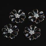 Maxbell 10pcs Metal Flower Rhinestone Buttons Flatback Embellishment Decor Black - Aladdin Shoppers