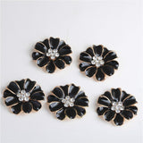 Maxbell 10pcs Metal Flower Rhinestone Buttons Flatback Embellishment Decor Black - Aladdin Shoppers