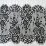 3 Yards Eyelash Lace Trim Ribbon Applique for Sewing Craft 33cm Wide Black