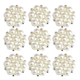 Maxbell 10 Pieces Crystal Diamante Pearl Flower Flatback Buttons for DIY Bridal Ornaments - Aladdin Shoppers