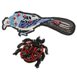 Maxbell 2 Pieces Bird Ladybird Rhinestones Beaded Patches Embroidery Fabric Applique DIY - Aladdin Shoppers