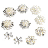 Maxbell 10 Pieces Mixed Diamond Flower Center Buttons Pearl Embellishment for Bouquet, DIY Wedding Craft, Scrapbooking Card, Flat back Rhinestone Embellishment - Aladdin Shoppers