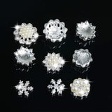 Maxbell 10 Pieces Mixed Diamond Flower Center Buttons Pearl Embellishment for Bouquet, DIY Wedding Craft, Scrapbooking Card, Flat back Rhinestone Embellishment - Aladdin Shoppers