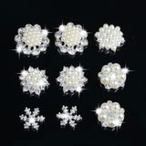 Maxbell 10 Pieces Mixed Diamond Flower Center Buttons Pearl Embellishment for Bouquet, DIY Wedding Craft, Scrapbooking Card, Flat back Rhinestone Embellishment - Aladdin Shoppers