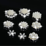 Maxbell 10 Pieces Mixed Diamond Flower Center Buttons Pearl Embellishment for Bouquet, DIY Wedding Craft, Scrapbooking Card, Flat back Rhinestone Embellishment - Aladdin Shoppers